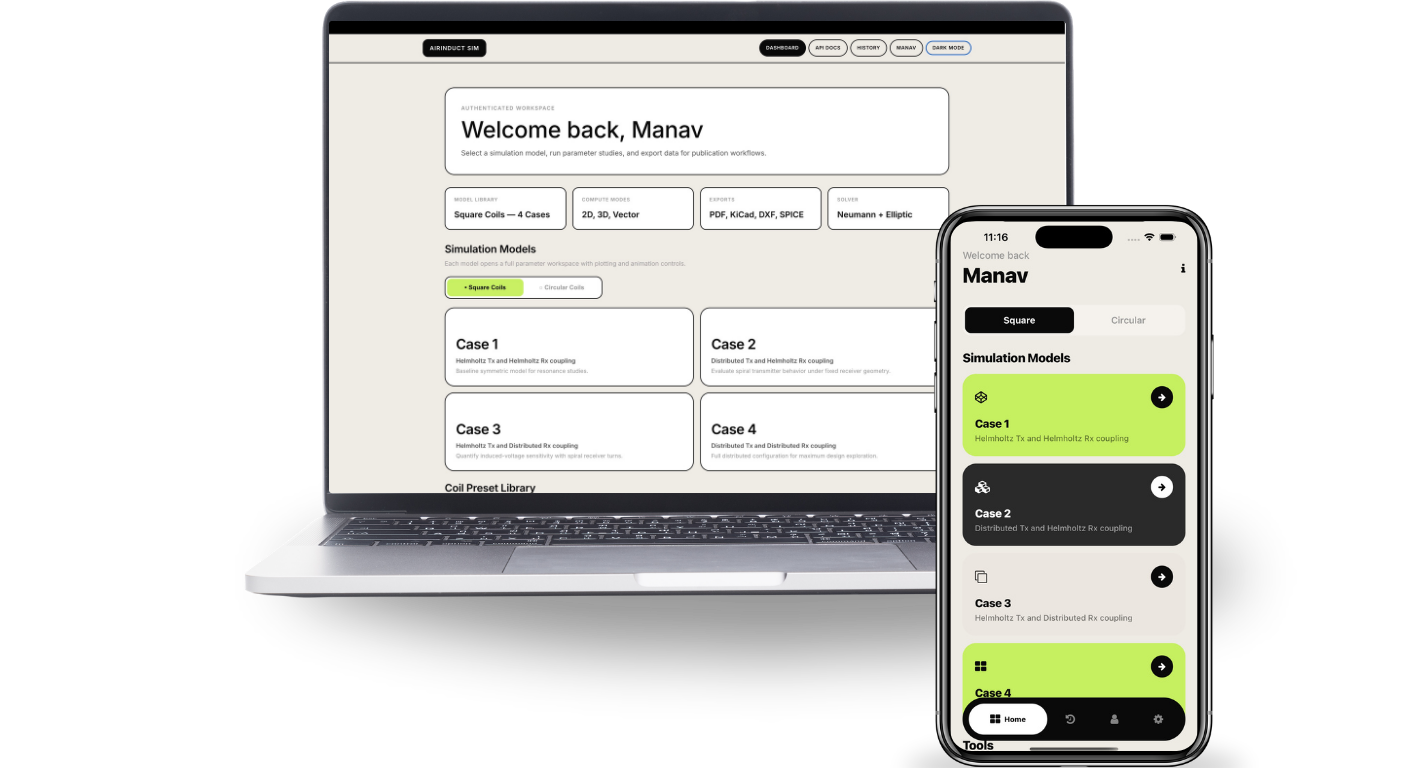 AirInduct Sim — full dashboard